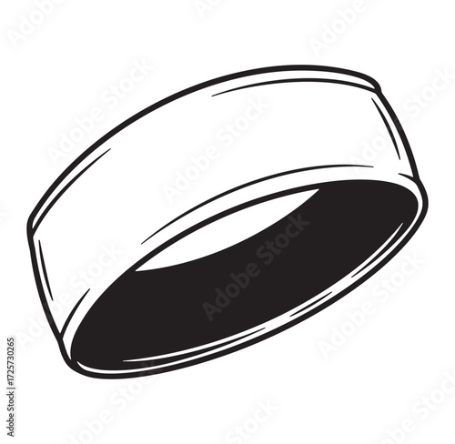 Simple black and white graphic illustration of a sports headband for athletic activities and exercise
