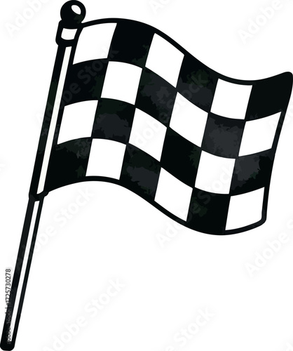 Black white checkered racing flag waving victory sport vector Hand drawn