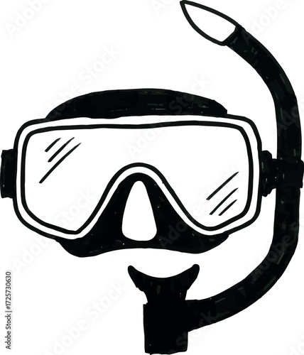 Hand drawn scuba mask snorkel vector illustration summer dive gear vector Hand drawn