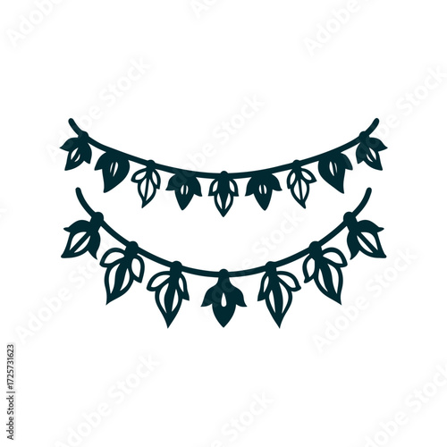 Ugadi Toran Mango Leaves Hanging Vector Ugadi Toran door hanging of mango leaves strung on a thread with overlapping teardrop shapes
