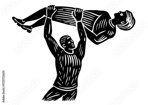 Person Lifting Another Person Silhouette, Supportive Care SVG, PNG