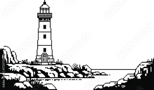 Classic lighthouse standing tall on a rocky coastline overlooking the sea