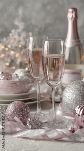 Celebrating With Sparkling Rose Wine and Elegant Decor for a Special Occasion.