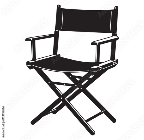 Black and white illustration of a classic director's chair perfect for film production