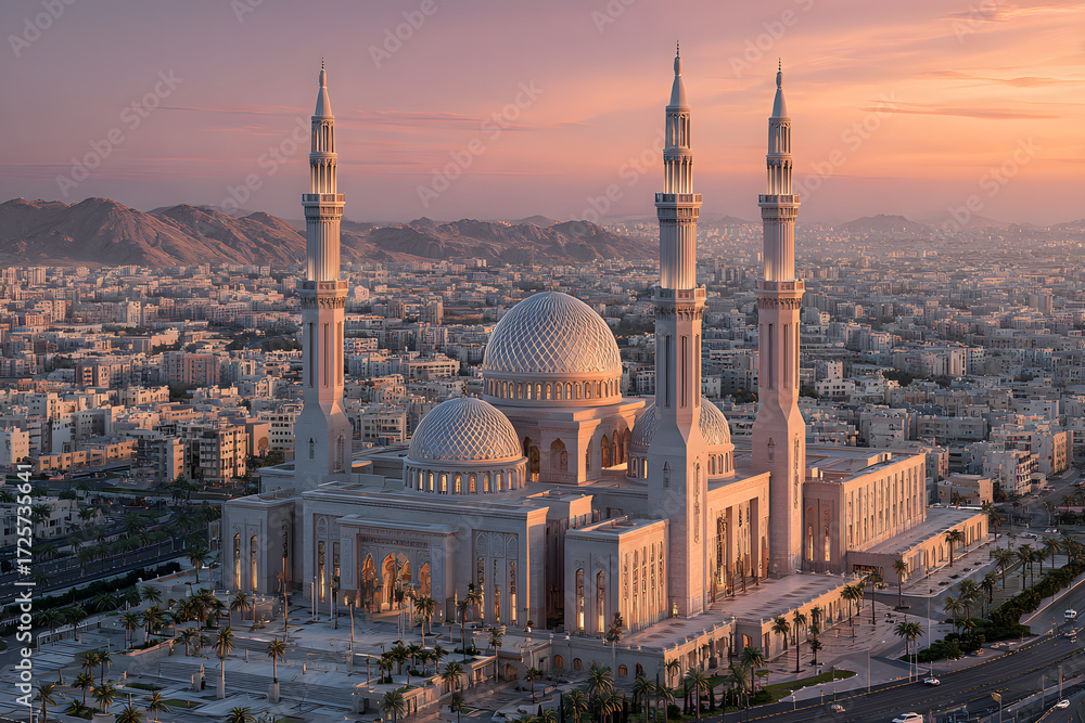 Obraz premium King Abdullah Financial District Grand Mosque in Riyadh, Saudi Arabia.