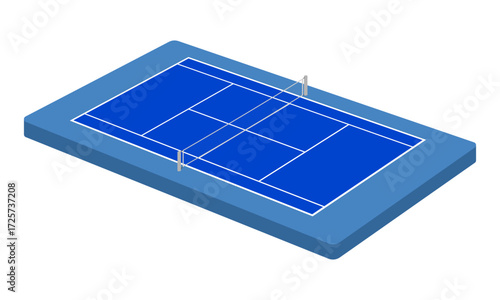 isometric tennis court vector illustration isolated on white background.