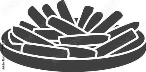 Stylized icon of a bowl filled with french fries
