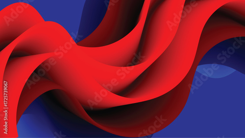 Abstract red swirls on a deep blue background