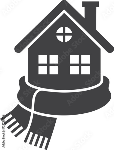 Cozy house wrapped in a warm scarf symbolizing home comfort and insulation