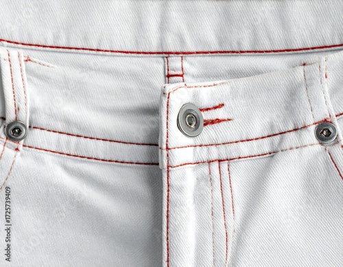 Closeup white jeans waistband
