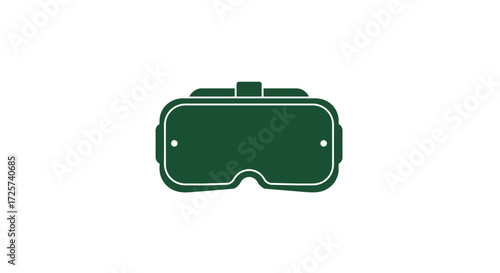 Isolated Green Virtual Reality Headset Icon on White Background.