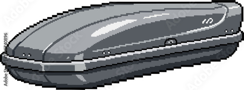 A gray car top carrier, designed for extra storage space during travel.