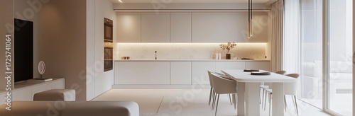 Modern Living Space With a Stylish Kitchen and Dining Area in a Contemporary ...