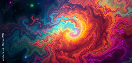 Swirling vibrant nebula with fractal patterns, intense color gradients,  galaxy,  space