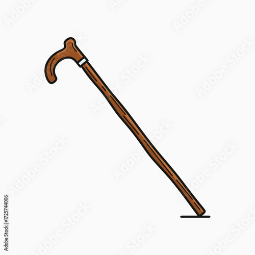 A Simple Wooden Walking Cane Providing Support and Mobility Assistance for Elderly Individuals