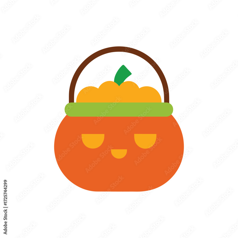 Fototapeta premium Pumpkin candy bucket colorful vector art illustration
