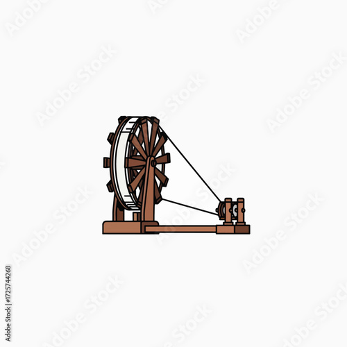 Ancient Spinning Machine Device for Textile Production Powered by Human or Water Energy