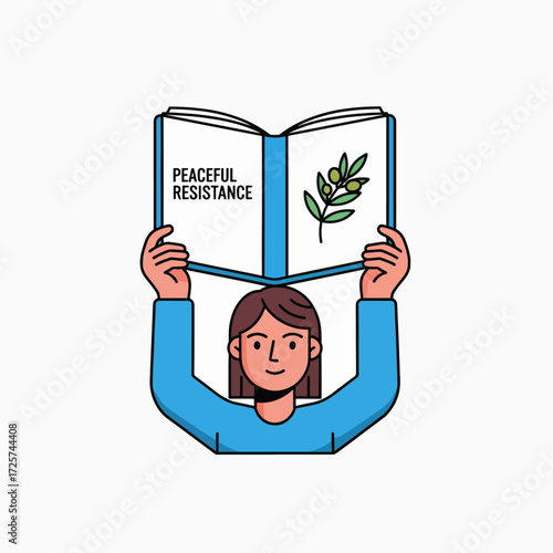 Open Book Displaying Peaceful Resistance And An Olive Branch Symbolizing Peace And Understanding
