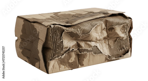Wallpaper Mural Damaged and Soaked Cardboard Box with Visible Corrugated Layers. Torontodigital.ca
