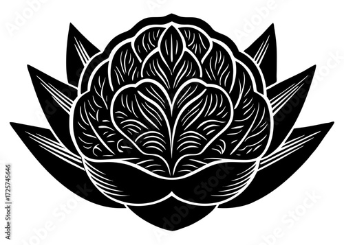 Lotus Flower Brain Silhouette, Meditation Wellness SVG, PNG