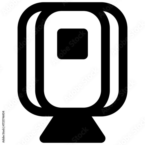 Inflatable space habitat. Outlined stroke vector icon with black-filled details.