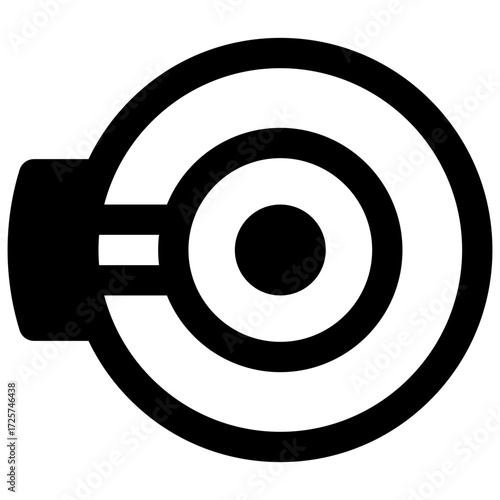 Retinal prosthesis. Outlined stroke vector icon with black-filled details.