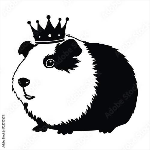 Cute guinea pig wearing a royal crown adorable small rodent pet character royalty