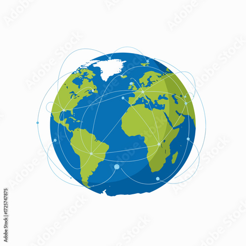 Global Network Connecting Continents and Oceans Illustrating Worldwide Communication and Interconnectedness
