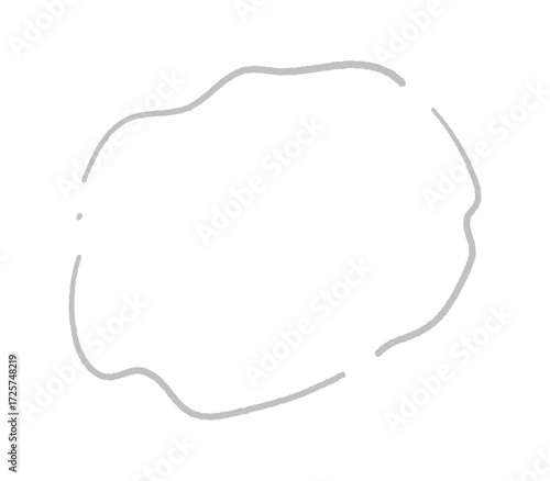 シンプルでおしゃれな手書きのゆるいラインのフレーム -グレーの線画の横長のモヤモヤした吹き出しや湯気