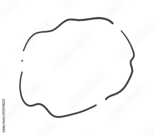 シンプルでおしゃれな手書きのゆるいラインのフレーム -黒い線画の横長のモヤモヤした吹き出しや湯気