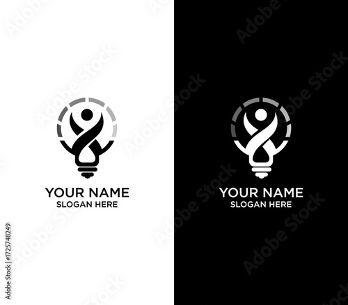 Abstract Light Bulb Icon With Human Figure Symbolizing Idea, Creativity, and Innovation