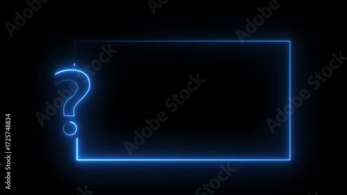 neon sign light Question mark on black background. Quiz trivia game competition. Glowing large advertisement in .Question mark symbol. Concept animation. Game announcement neon.4k