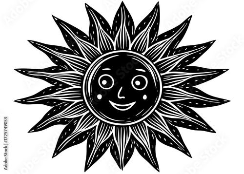 Smiley Face Sun Silhouette, Happiness Positivity SVG, PNG