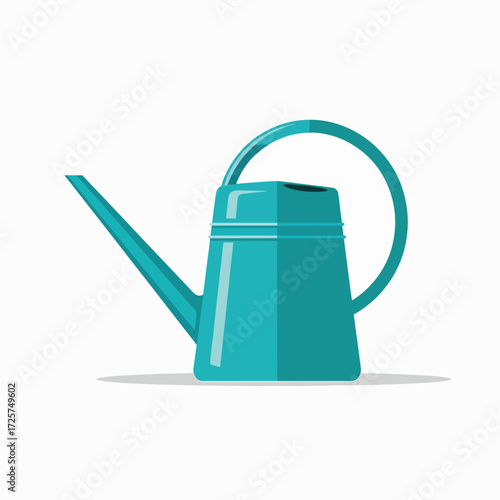 Turquoise Watering Can With Long Spout And Circular Handle Used For Garden Plants