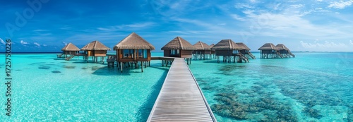 Relaxing Overwater Bungalows in a Tropical Paradise by the Clear Blue Ocean.
