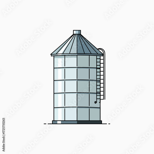 Agricultural Grain Storage Silo Structure With Ladder For Farming Operations And Grain Handling