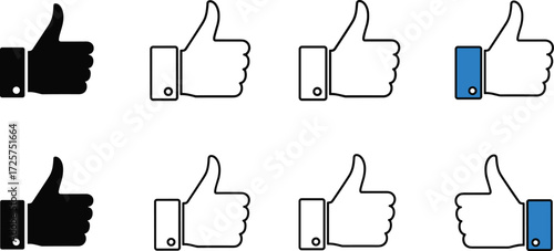 Thumbs Up Icons for Likes, Digital Design, Clean Background, Vector Graphics