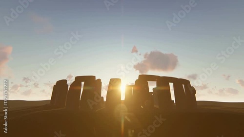 time lapse Stonehenge in evening Timelapse 4K world famous stone henge monolithic site in wiltshire, england