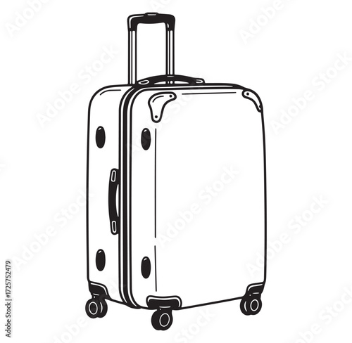 Black and white hand drawn luggage illustration perfect for travel themes and related concepts