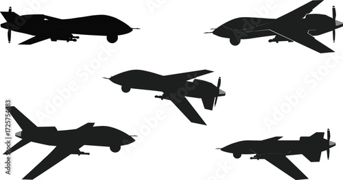 F-15 Eagle jet illustrations—top, front, side views in silhouette and color—vector aircraft artwork, military, aviation, flight, power, engineering