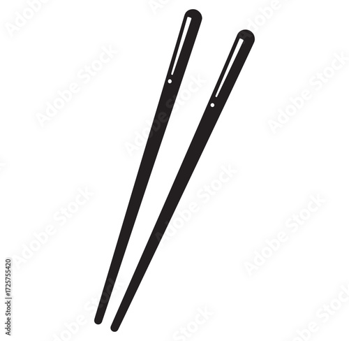 Simple black and white illustration of a pair of chopsticks on a plain white background