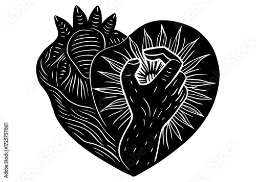 Heart and Hand Together Silhouette, Compassion Care SVG, PNG