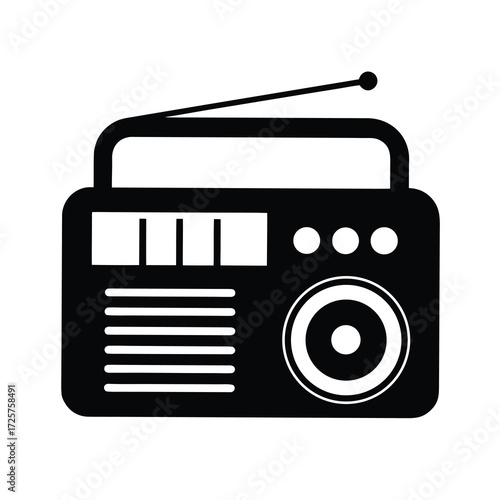 retro radio isolated on white