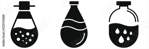Water Filter Cartridges Icons - Black & White Set, Purification Elements, Clean Water, Vector Illustration, Plumbing Components