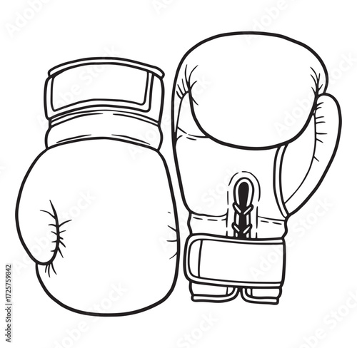 Black and white boxing gloves illustration depicting sports equipment and fitness training concepts