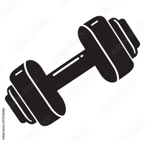 Black and white minimalist dumbbell illustration representing fitness strength and exercise for physical health