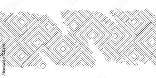 Hand-drawn abstract geometric pattern of concentric rounded squares forming a textured band.