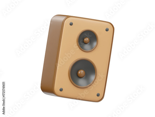 Speaker with musical notes icon rendering isolated