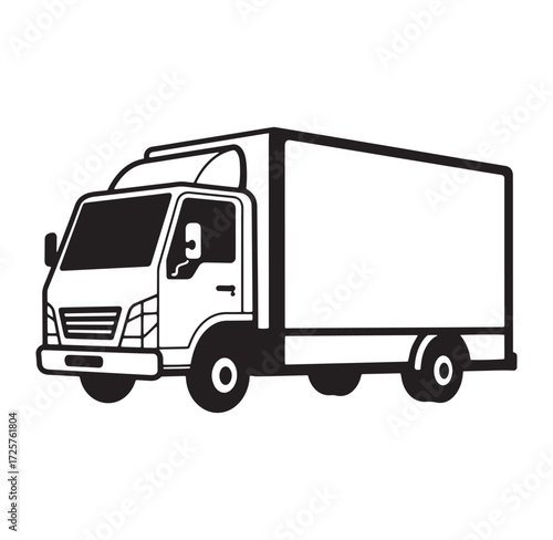 Simple vector illustration of a delivery truck isolated on a white background