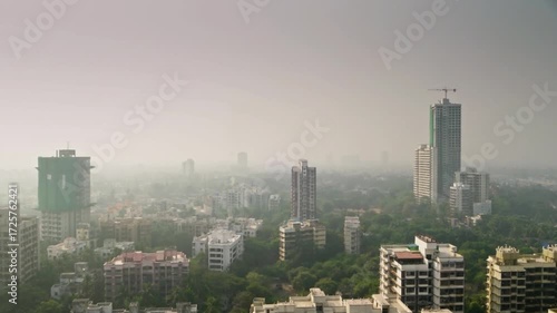 Wallpaper Mural A hazy cityscape view shows buildings shrouded in a blanket of fog Torontodigital.ca